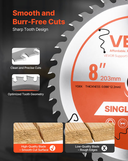 Circular Saw Blade, 203 mm Diameter, 42 Sharp Alloy Teeth, 25.4mm Arbor, Fine Finish, Wood Cutting Blade for Circular Saw, with Noise-Reducing Heat Vents, for Cutting Plywood, OSB, and Hardwood - Image 3