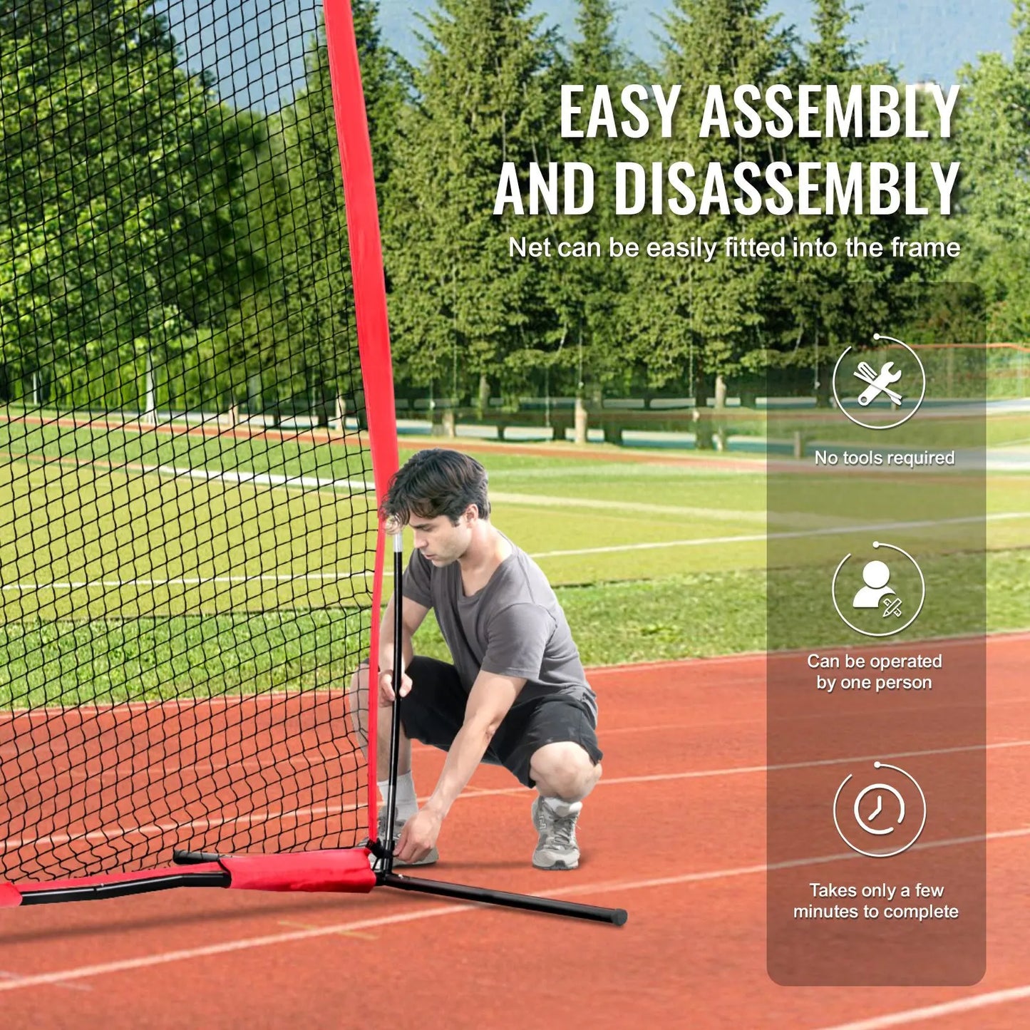 Barricade Backstop Net, 20x10 ft Ball Sports Barrier Netting, Portable Practice Equipment with Carry Bag, Protection Screen for Baseball Softball Lacrosse Soccer Hockey Training, for Backyard - Image 6