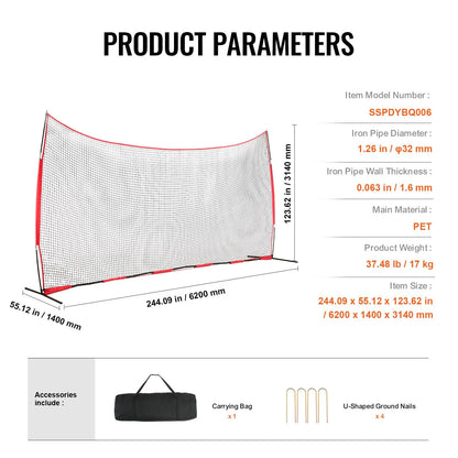 Barricade Backstop Net, 20x10 ft Ball Sports Barrier Netting, Portable Practice Equipment with Carry Bag, Protection Screen for Baseball Softball Lacrosse Soccer Hockey Training, for Backyard - Image 7