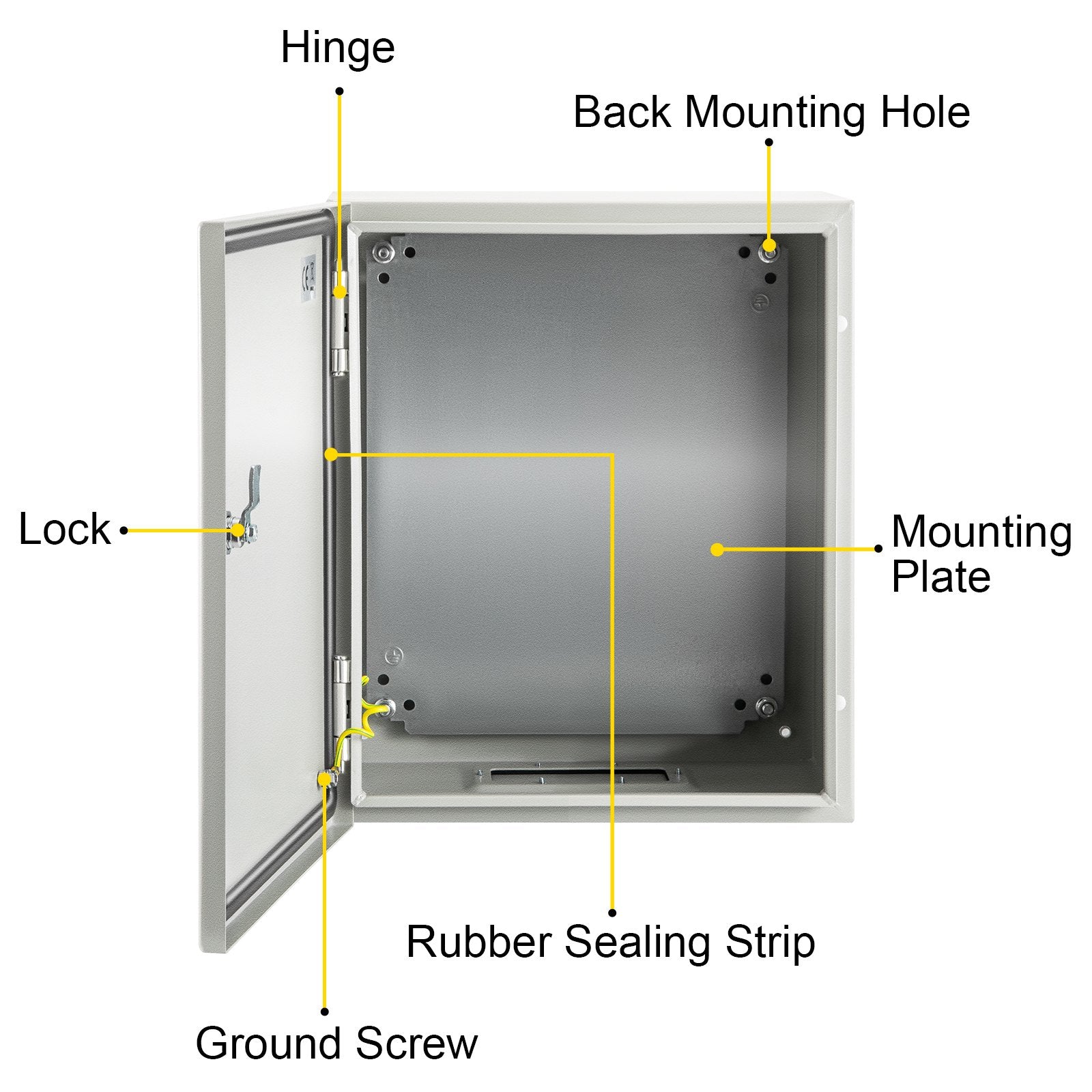 NEMA Steel Enclosure, 25 x 20 x 15 cm NEMA 4X Steel Electrical Box, IP66 Waterproof & Dustproof, Outdoor/Indoor Electrical Junction Box, with Mounting Plate - Image 9