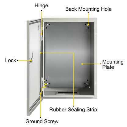 NEMA Steel Enclosure ,12 x 8 x 6\'\' NEMA 4X Steel Electrical Box, IP66 Waterproof & Dustproof, Outdoor/Indoor Electrical Junction Box, with Mounting Plate - Image 9