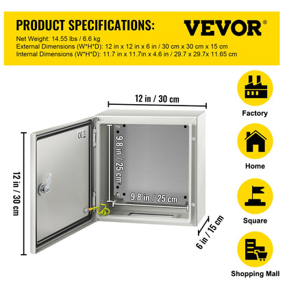 NEMA Steel Enclosure, 12 x 12 x 6''steel electrical box
electrical enclosur NEMA 4X Steel Electrical Box, IP66 Waterproof & Dustproof, Outdoor/Indoor Electrical Junction Box, with Mounting Plat - Image 7