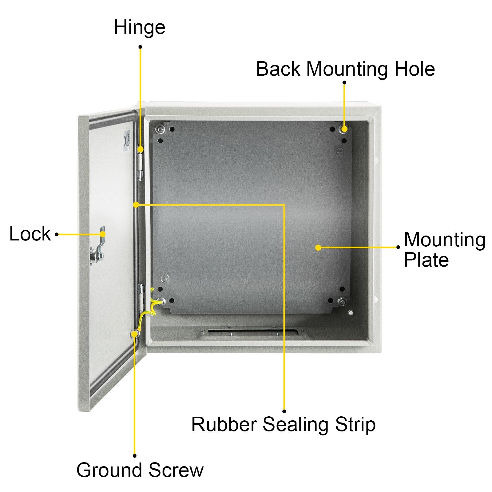 NEMA Steel Enclosure, 12 x 12 x 6''steel electrical box
electrical enclosur NEMA 4X Steel Electrical Box, IP66 Waterproof & Dustproof, Outdoor/Indoor Electrical Junction Box, with Mounting Plat - Image 9