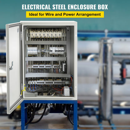 Steel Electrical Box 16'' x 12'' x 8'' Electrical Enclosure Box, Carbon Steel Hinged Junction Box, IP65 Weatherproof Metal Box Wall-Mounted Electronic Equipment Enclosure Box with Mounting Plate - Image 2