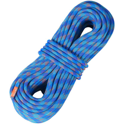 10.2mm Dynamic Climbing Rope, 40M(131ft) Outdoor Rock Climbing Rope 25KN Breaking Tension, Stretchable Fiber Rope with Steel Snap Hooks for Escape, Rappelling, Fire Rescue, Blue