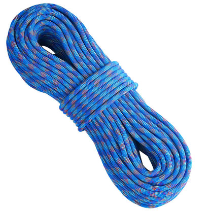 10.2mm Dynamic Climbing Rope, 60M(197ft) Outdoor Rock Climbing Rope 25KN Breaking Tension, Stretchable Fiber Rope with Steel Snap Hooks for Escape, Rappelling, Fire Rescue, Blue - Image 9