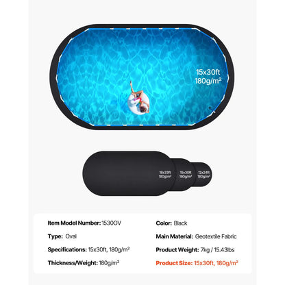 Oval Pool Liner Pad, 15 x 30 ft Pool Liner Pad for Above Ground Swimming Pools, Extra-Thick Pool Mat, Prevents Punctures, Recycled Geotextile Material Underlayment Pad, Extend Liner Life - Image 7
