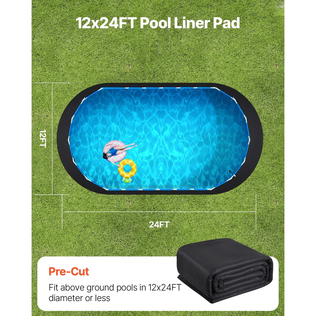 Oval Pool Liner Pad, 12 x 24 ft Pool Liner Pad for Above Ground Swimming Pools, Extra-Thick Pool Mat, Prevents Punctures, Recycled Geotextile Material Underlayment Pad, Extend Liner Life - Image 5