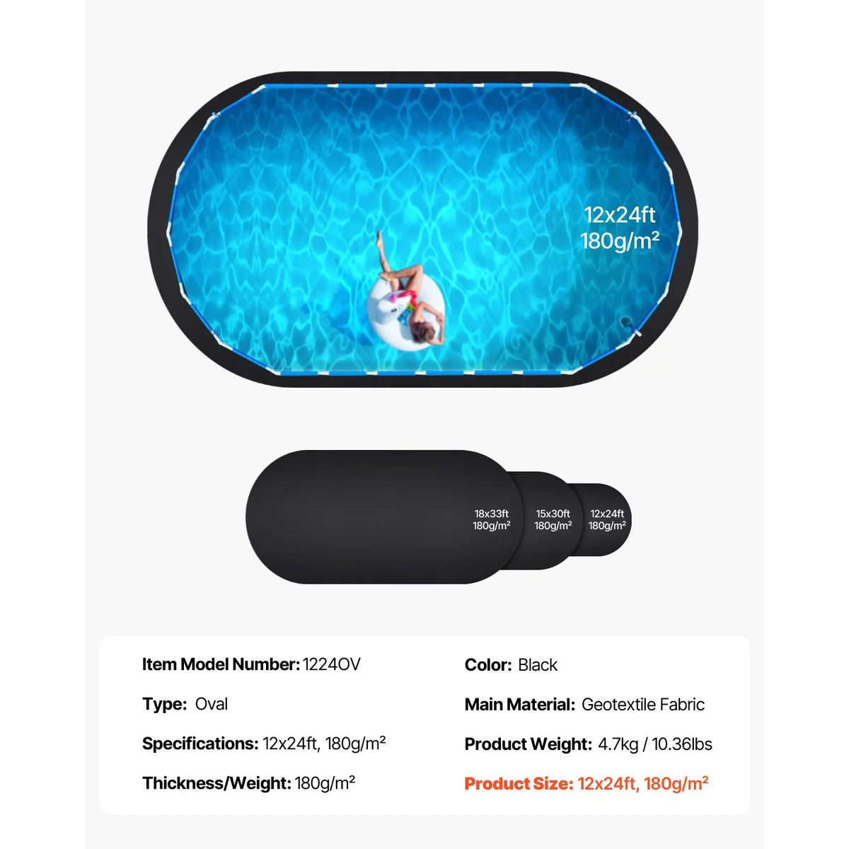 Oval Pool Liner Pad, 12 x 24 ft Pool Liner Pad for Above Ground Swimming Pools, Extra-Thick Pool Mat, Prevents Punctures, Recycled Geotextile Material Underlayment Pad, Extend Liner Life - Image 7