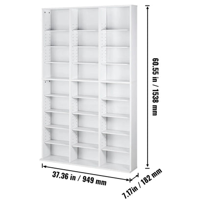 Media Storage Cabinet, 9-layer DVD Shelf Holds up to 756 CDs, Adjustable CD Shelves 27 Compartments, Protects & Organizes Music, Movie, Video Games or Memorabilia Collections,White - Image 8
