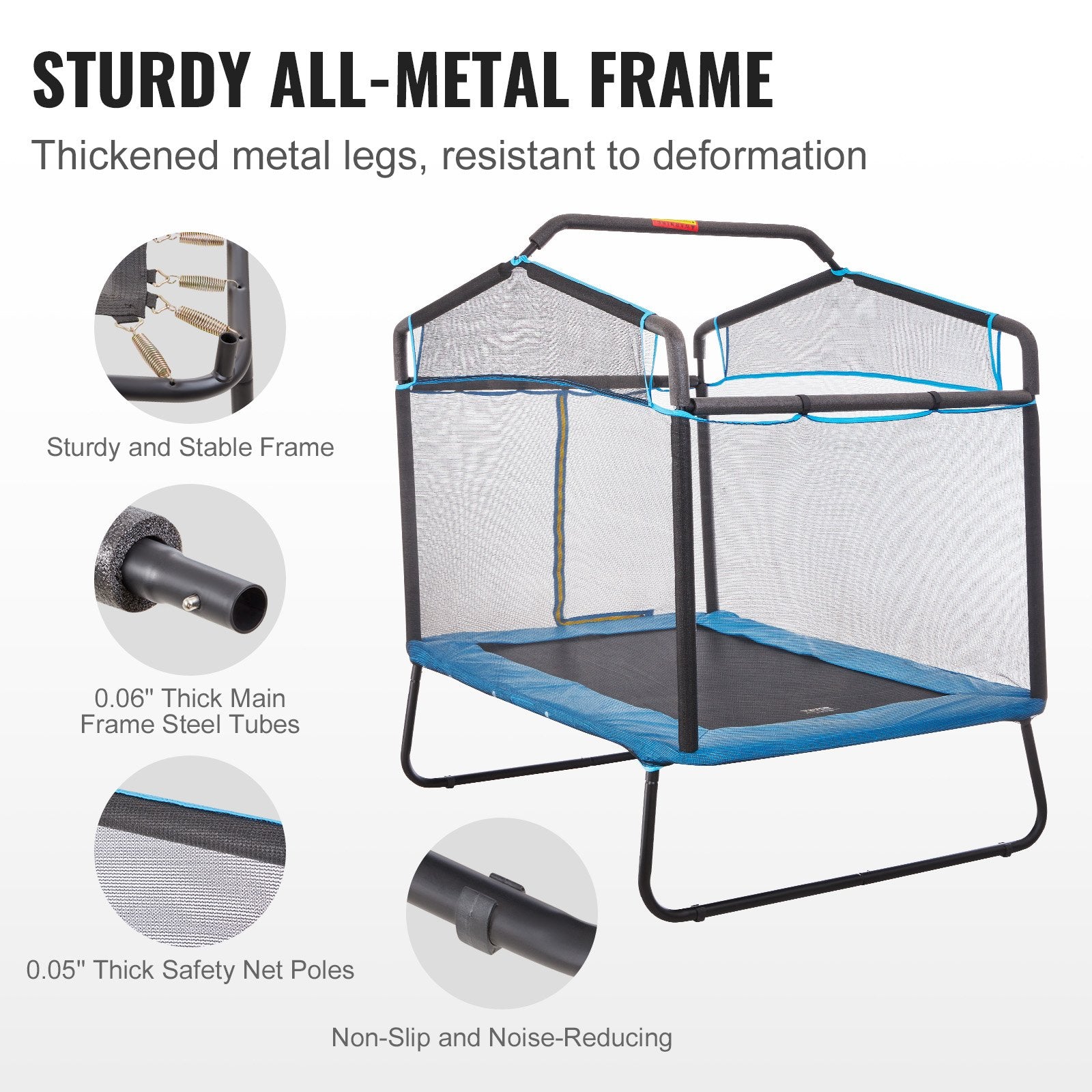 6FT Trampoline for Kids, 72" Indoor/Outdoor Toddlers Trampoline, Mini Baby Trampoline with Safety Enclosure Net, Gymnastics Bar, Hammock, Recreational Trampoline Birthday Gift for 3+ Years Kids - Image 3