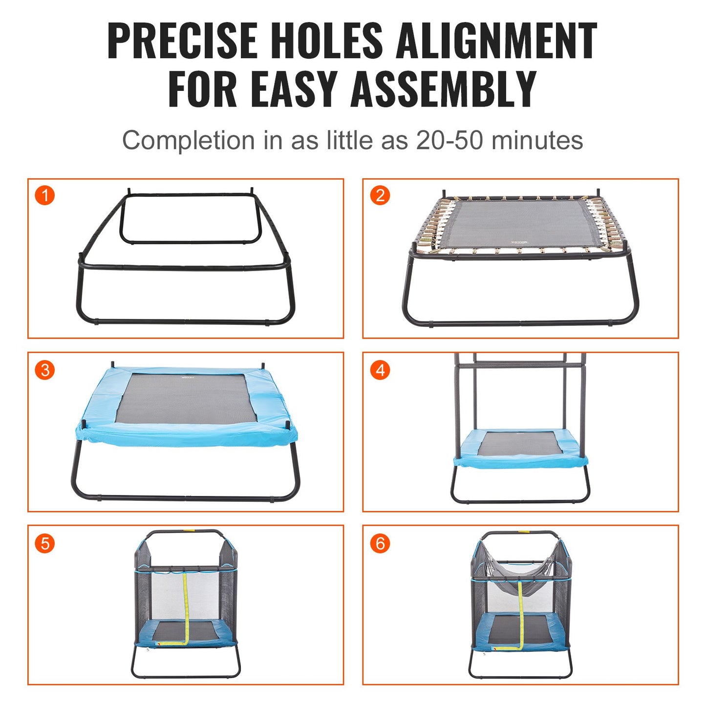 6FT Trampoline for Kids, 72" Indoor/Outdoor Toddlers Trampoline, Mini Baby Trampoline with Safety Enclosure Net, Gymnastics Bar, Hammock, Recreational Trampoline Birthday Gift for 3+ Years Kids - Image 6