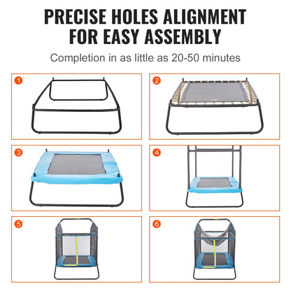 6FT Trampoline for Kids, 72" Indoor/Outdoor Toddlers Trampoline, Mini Baby Trampoline with Safety Enclosure Net, Gymnastics Bar, Hammock, Recreational Trampoline Birthday Gift for 3+ Years Kids - Image 6