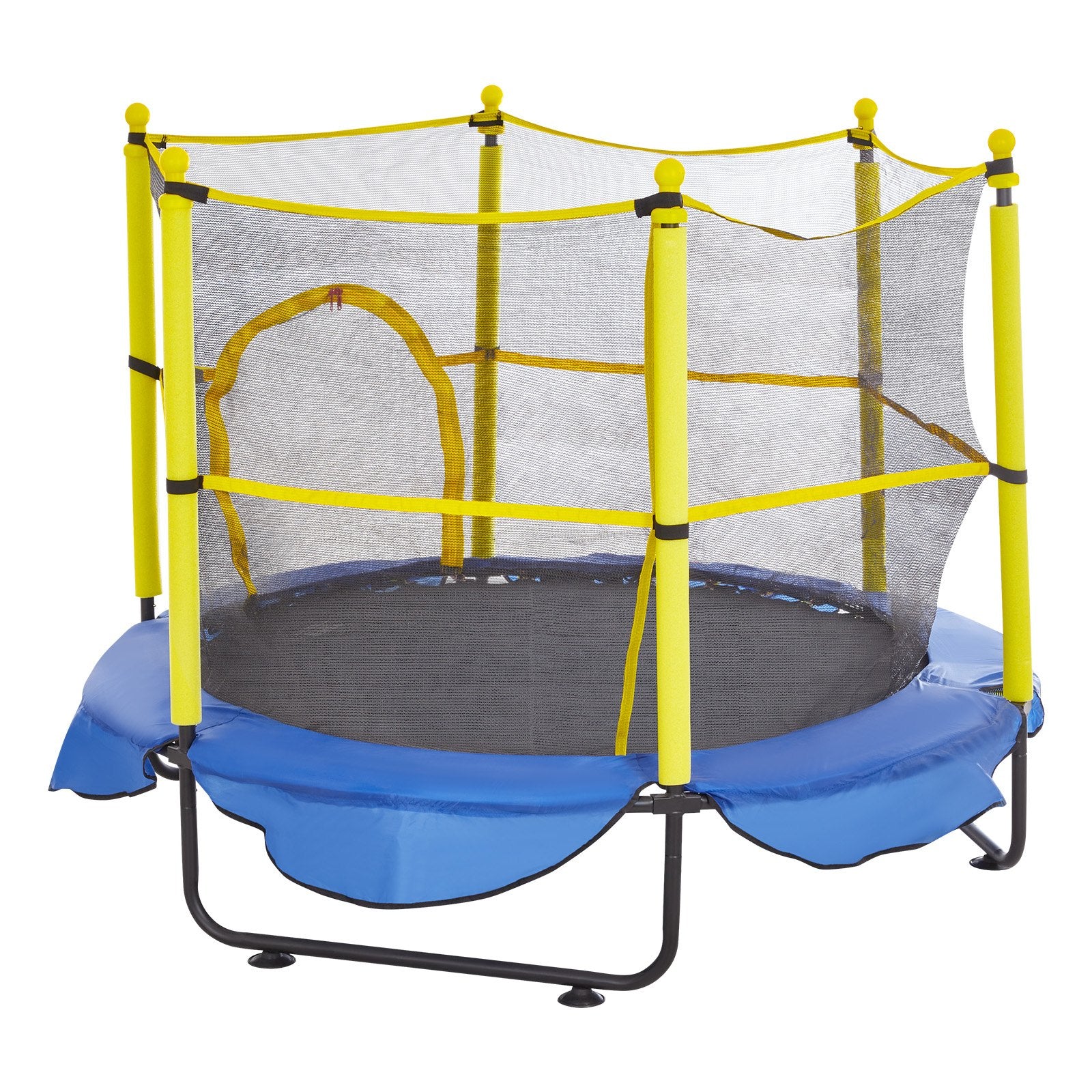 5FT Trampoline for Kids, 60" Indoor Outdoor Trampoline with Safety Enclosure Net, Basketball Hoop and Ocean Balls, Mini Toddler Recreational Trampoline Birthday Gifts for 3+ Years Kids - Image 9