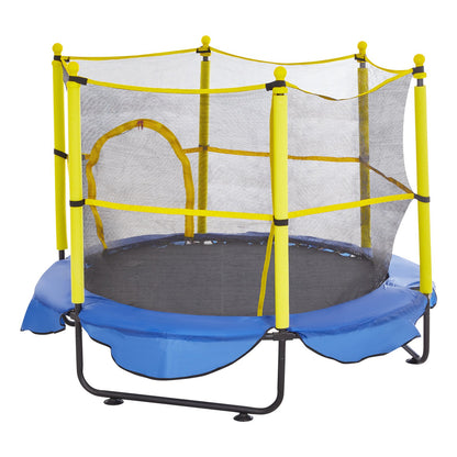 5FT Trampoline for Kids, 60" Indoor Outdoor Trampoline with Safety Enclosure Net, Basketball Hoop and Ocean Balls, Mini Toddler Recreational Trampoline Birthday Gifts for 3+ Years Kids - Image 9