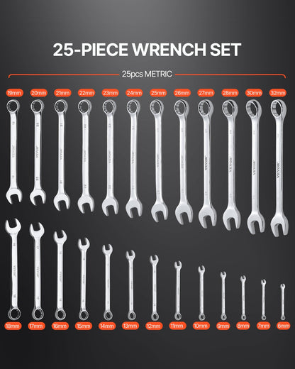 Combination Wrench Set 25-Piece Metric 6 mm to 32 mm with Roll-up Pouch - Image 2