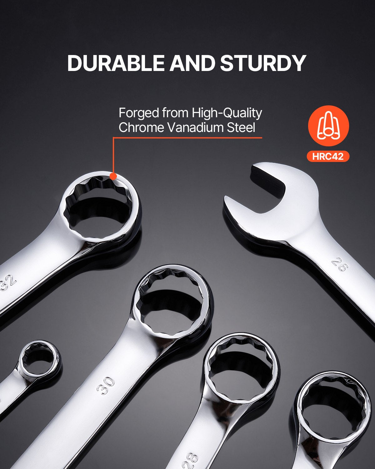 Combination Wrench Set 25-Piece Metric 6 mm to 32 mm with Roll-up Pouch - Image 4