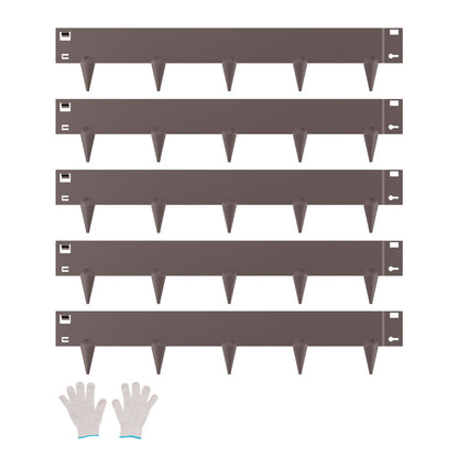 Steel Landscape Edging, 5 Packs 990 x 181 mm Rust-Resistant Metal Landscape Edging, Bendable Garden Edging Border, Heavy Duty Lawn Edging, Easy-to-Install, Flower Bed Yard Pathway Divider Brown