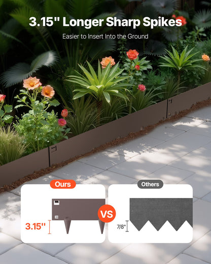 Steel Landscape Edging, 5 Packs 990 x 181 mm Rust-Resistant Metal Landscape Edging, Bendable Garden Edging Border, Heavy Duty Lawn Edging, Easy-to-Install, Flower Bed Yard Pathway Divider Brown - Image 2