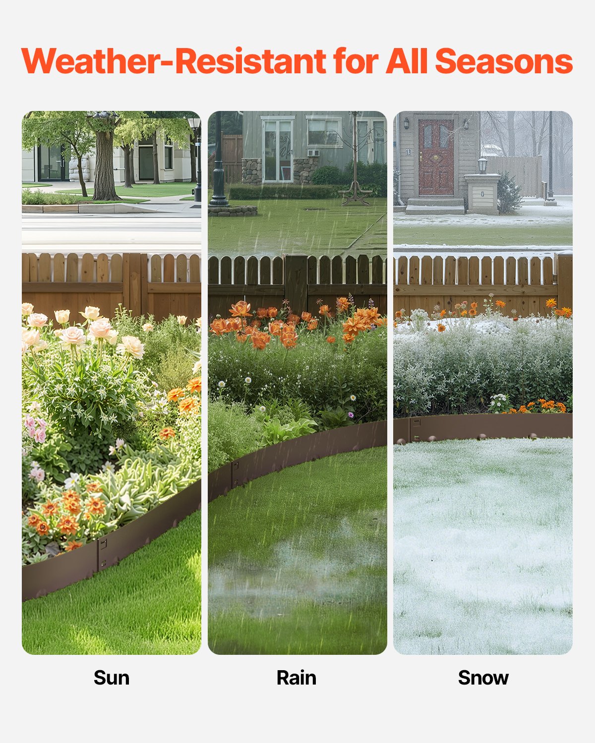 Steel Landscape Edging, 5 Packs 990 x 181 mm Rust-Resistant Metal Landscape Edging, Bendable Garden Edging Border, Heavy Duty Lawn Edging, Easy-to-Install, Flower Bed Yard Pathway Divider Brown - Image 3