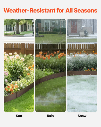 Steel Landscape Edging, 5 Packs 990 x 181 mm Rust-Resistant Metal Landscape Edging, Bendable Garden Edging Border, Heavy Duty Lawn Edging, Easy-to-Install, Flower Bed Yard Pathway Divider Brown - Image 3