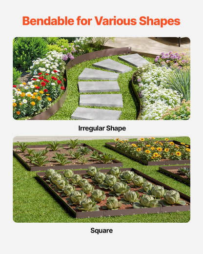 Steel Landscape Edging, 5 Packs 990 x 181 mm Rust-Resistant Metal Landscape Edging, Bendable Garden Edging Border, Heavy Duty Lawn Edging, Easy-to-Install, Flower Bed Yard Pathway Divider Brown - Image 4