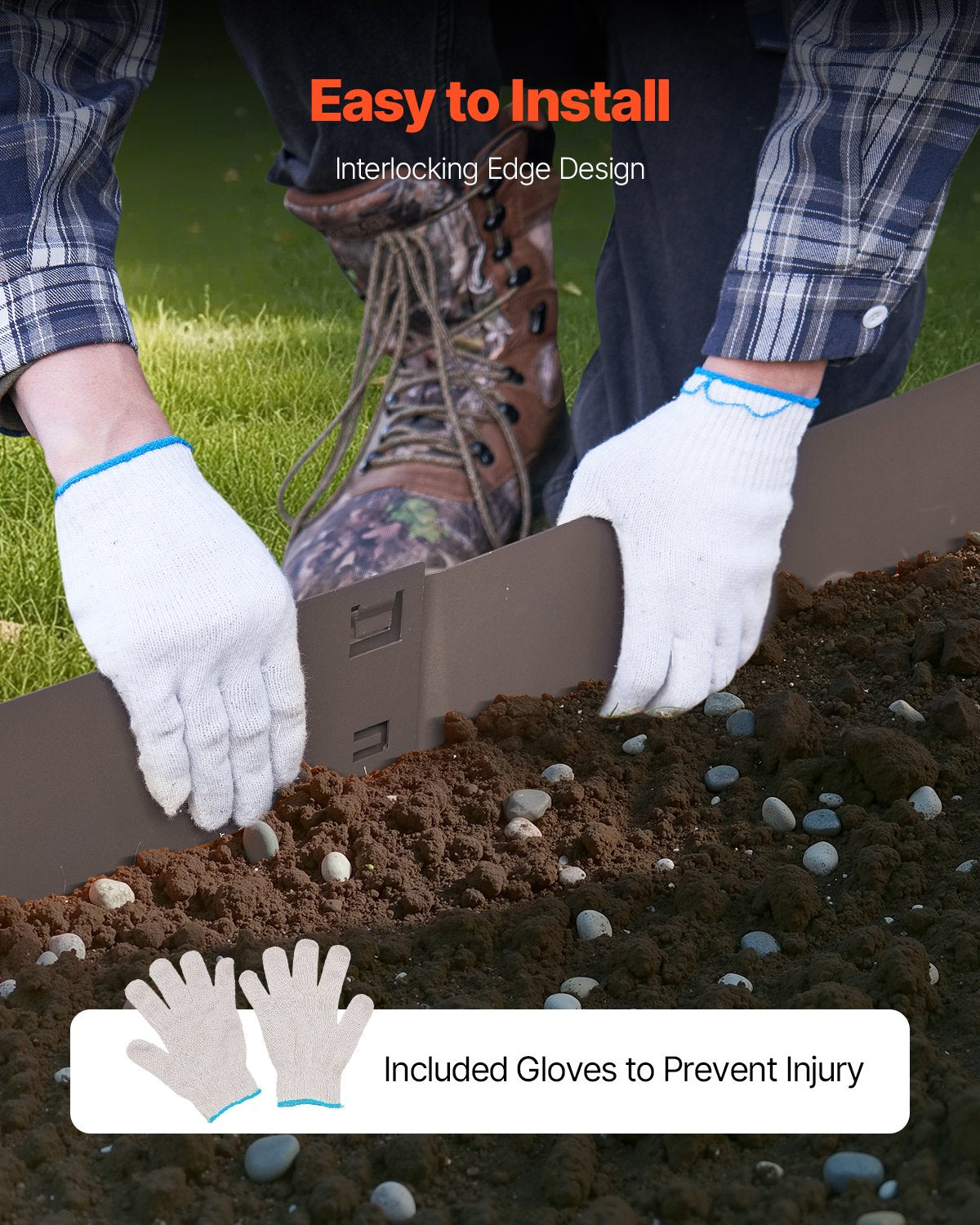 Steel Landscape Edging, 5 Packs 990 x 181 mm Rust-Resistant Metal Landscape Edging, Bendable Garden Edging Border, Heavy Duty Lawn Edging, Easy-to-Install, Flower Bed Yard Pathway Divider Brown - Image 5