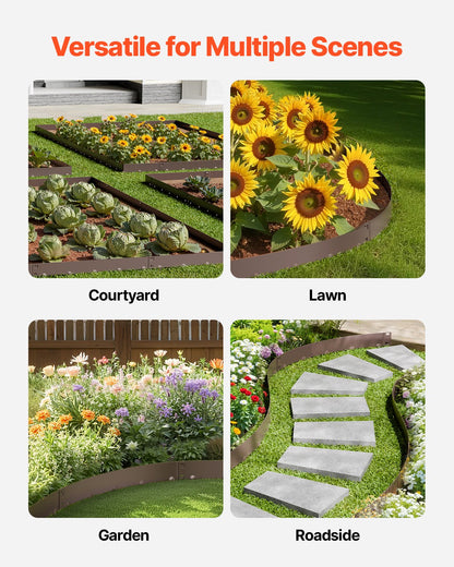 Steel Landscape Edging, 5 Packs 990 x 181 mm Rust-Resistant Metal Landscape Edging, Bendable Garden Edging Border, Heavy Duty Lawn Edging, Easy-to-Install, Flower Bed Yard Pathway Divider Brown - Image 6