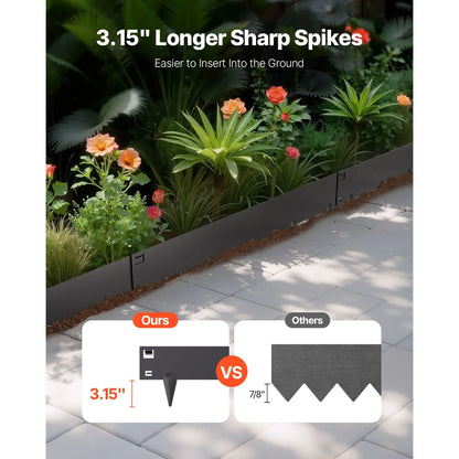 Steel Landscape Edging, 5 Packs 990 x 207 mm Rust-Resistant Metal Landscape Edging, Bendable Garden Edging Border, Heavy Duty Lawn Edging, Easy-to-Install, Flower Bed Yard Pathway Divider Black - Image 2