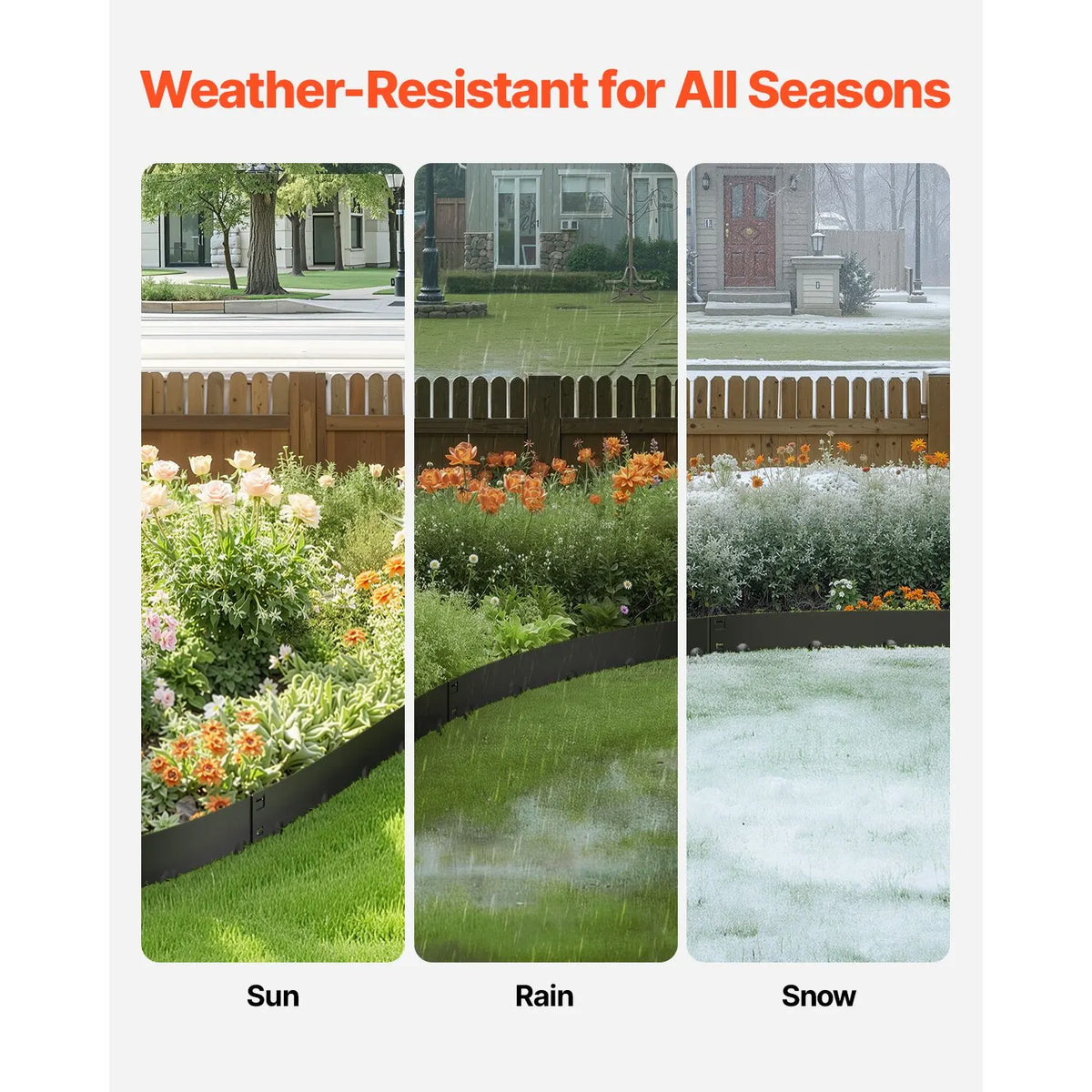 Steel Landscape Edging, 5 Packs 990 x 207 mm Rust-Resistant Metal Landscape Edging, Bendable Garden Edging Border, Heavy Duty Lawn Edging, Easy-to-Install, Flower Bed Yard Pathway Divider Black - Image 3