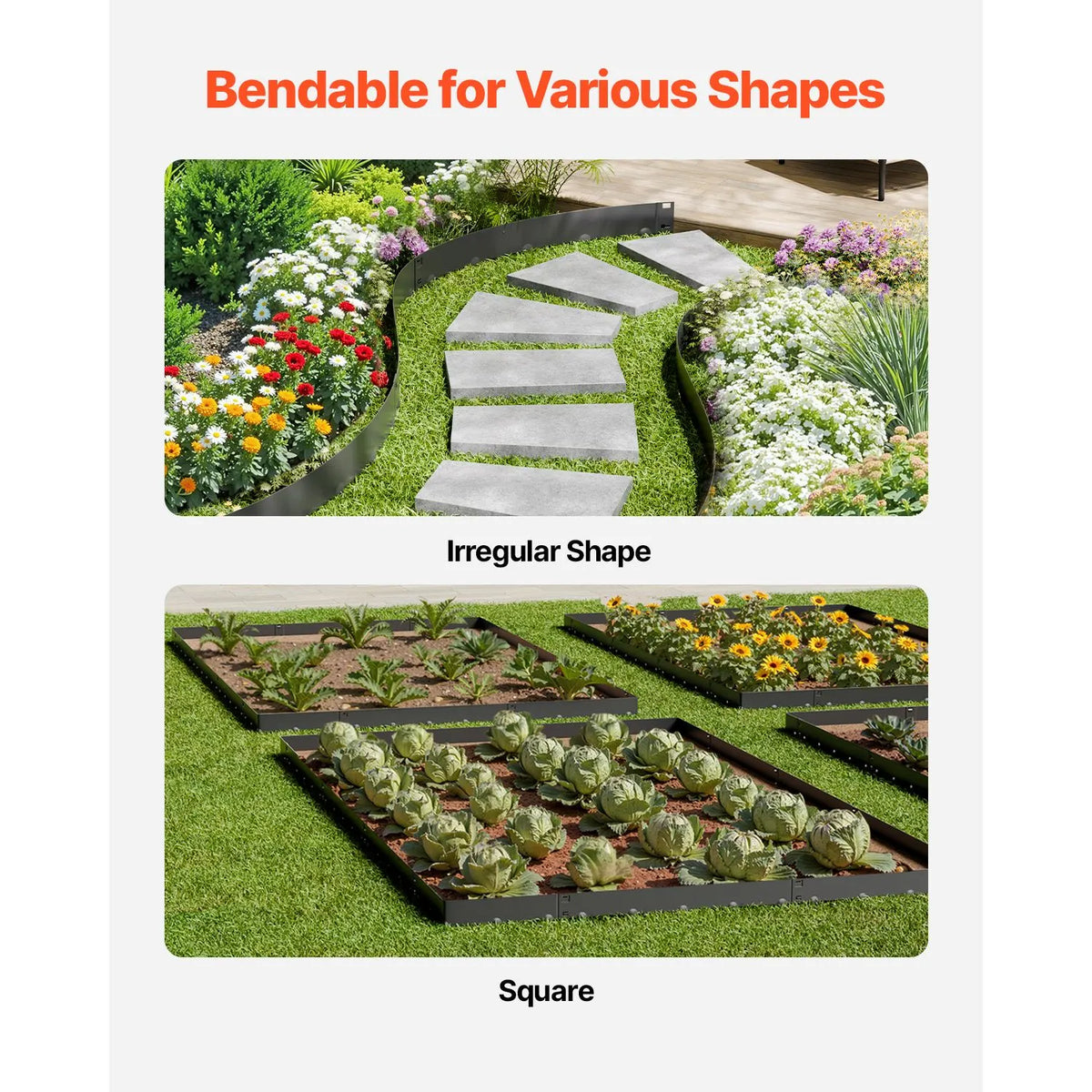 Steel Landscape Edging, 5 Packs 990 x 207 mm Rust-Resistant Metal Landscape Edging, Bendable Garden Edging Border, Heavy Duty Lawn Edging, Easy-to-Install, Flower Bed Yard Pathway Divider Black - Image 4