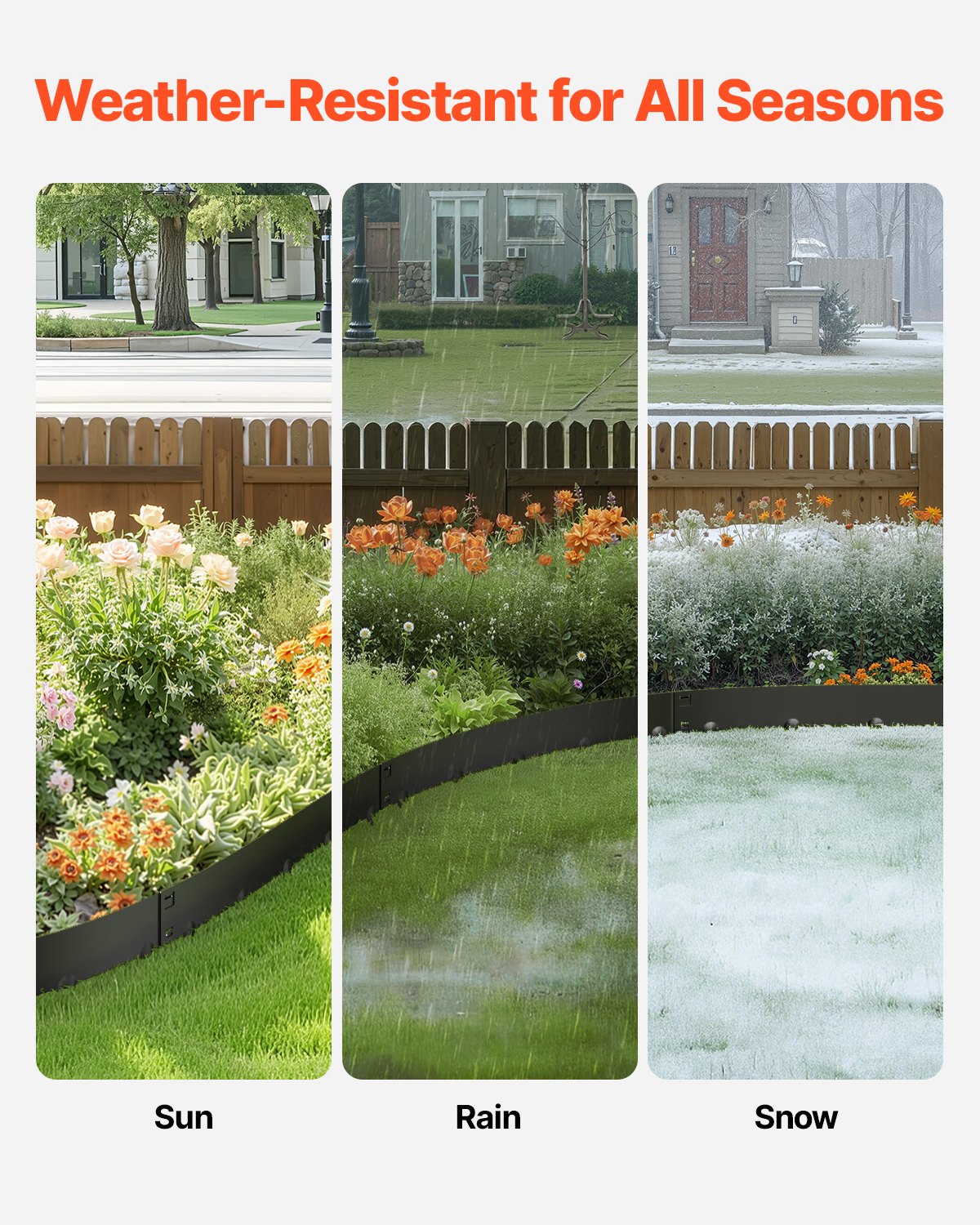 Steel Landscape Edging, 5 Packs 990 x 207 mm Rust-Resistant Metal Landscape Edging, Bendable Garden Edging Border, Heavy Duty Lawn Edging, Easy-to-Install, Flower Bed Yard Pathway Divider Black - Image 3