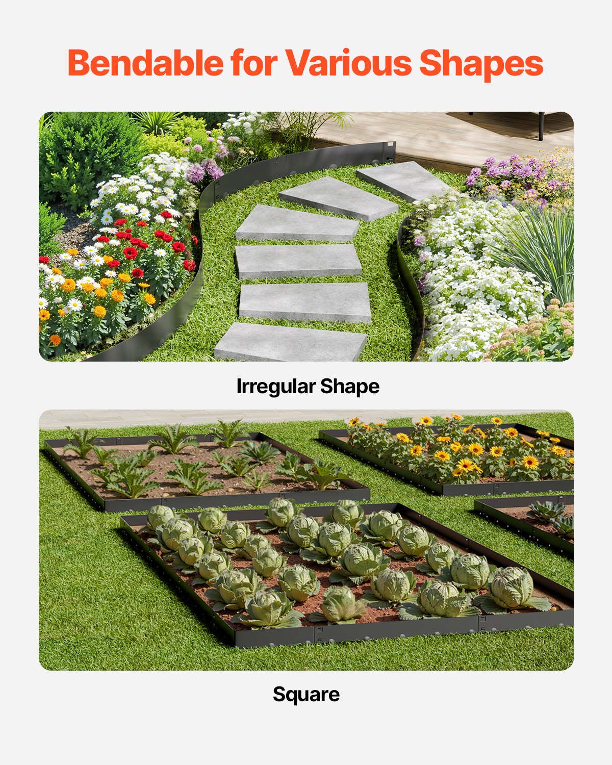 Steel Landscape Edging, 5 Packs 990 x 207 mm Rust-Resistant Metal Landscape Edging, Bendable Garden Edging Border, Heavy Duty Lawn Edging, Easy-to-Install, Flower Bed Yard Pathway Divider Black - Image 4