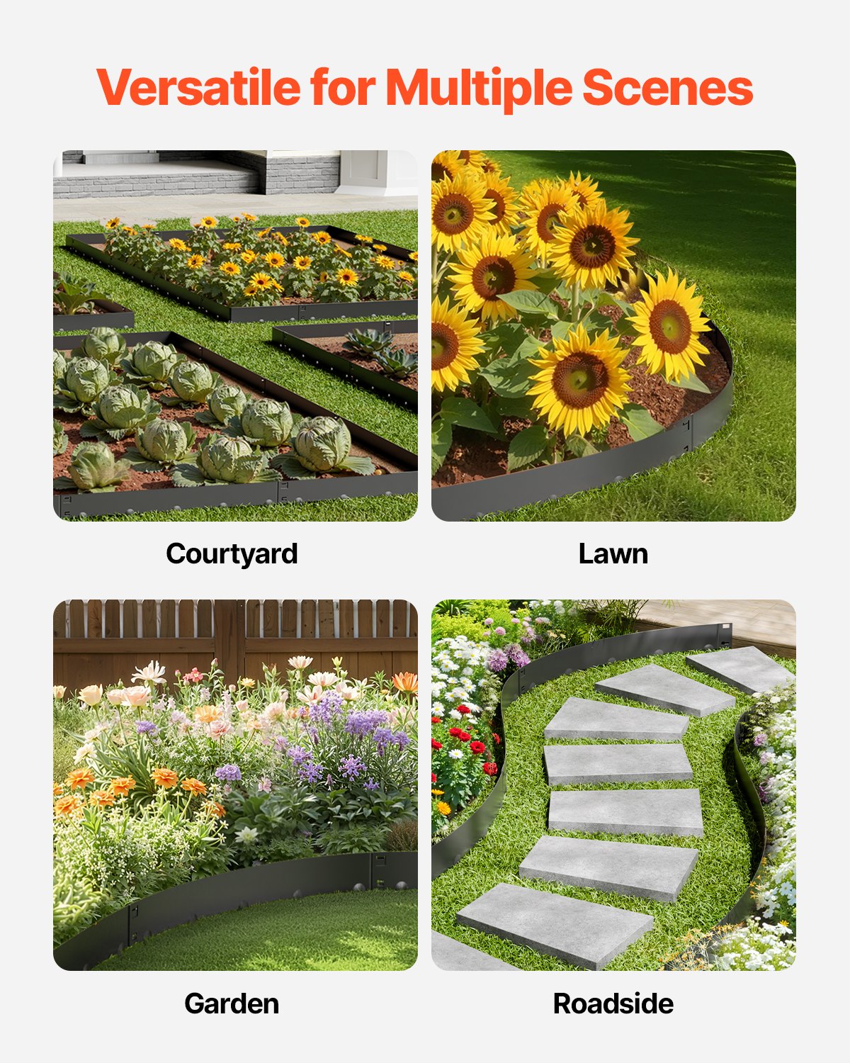 Steel Landscape Edging, 5 Packs 990 x 207 mm Rust-Resistant Metal Landscape Edging, Bendable Garden Edging Border, Heavy Duty Lawn Edging, Easy-to-Install, Flower Bed Yard Pathway Divider Black - Image 6