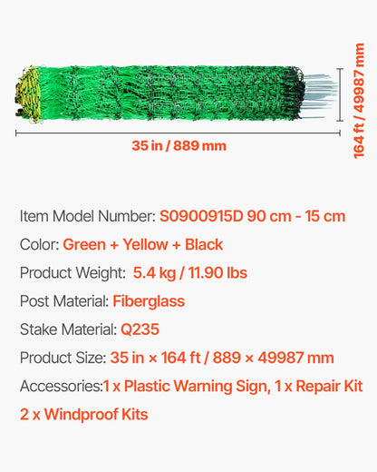 Electric Fence Netting, 0.88 x 49.98 m, PE Net Fencing with Posts & Double-Spiked Stakes, Utility Portable Mesh for Goats, Sheep, Lambs, Deer, Hogs, Dogs, Used in Backyards, Farms, and Ranches - Image 7