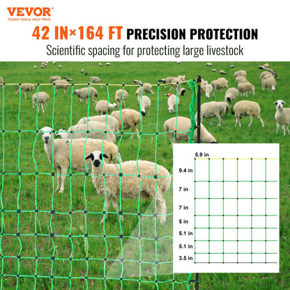 Electric Fence Netting, 1.06 x 49.98 m, PE Net Fencing with Posts & Double-Spiked Stakes, Utility Portable Mesh for Goats, Sheep, Lambs, Deer, Hogs, Dogs, Used in Backyards, Farms, and Ranches - Image 2