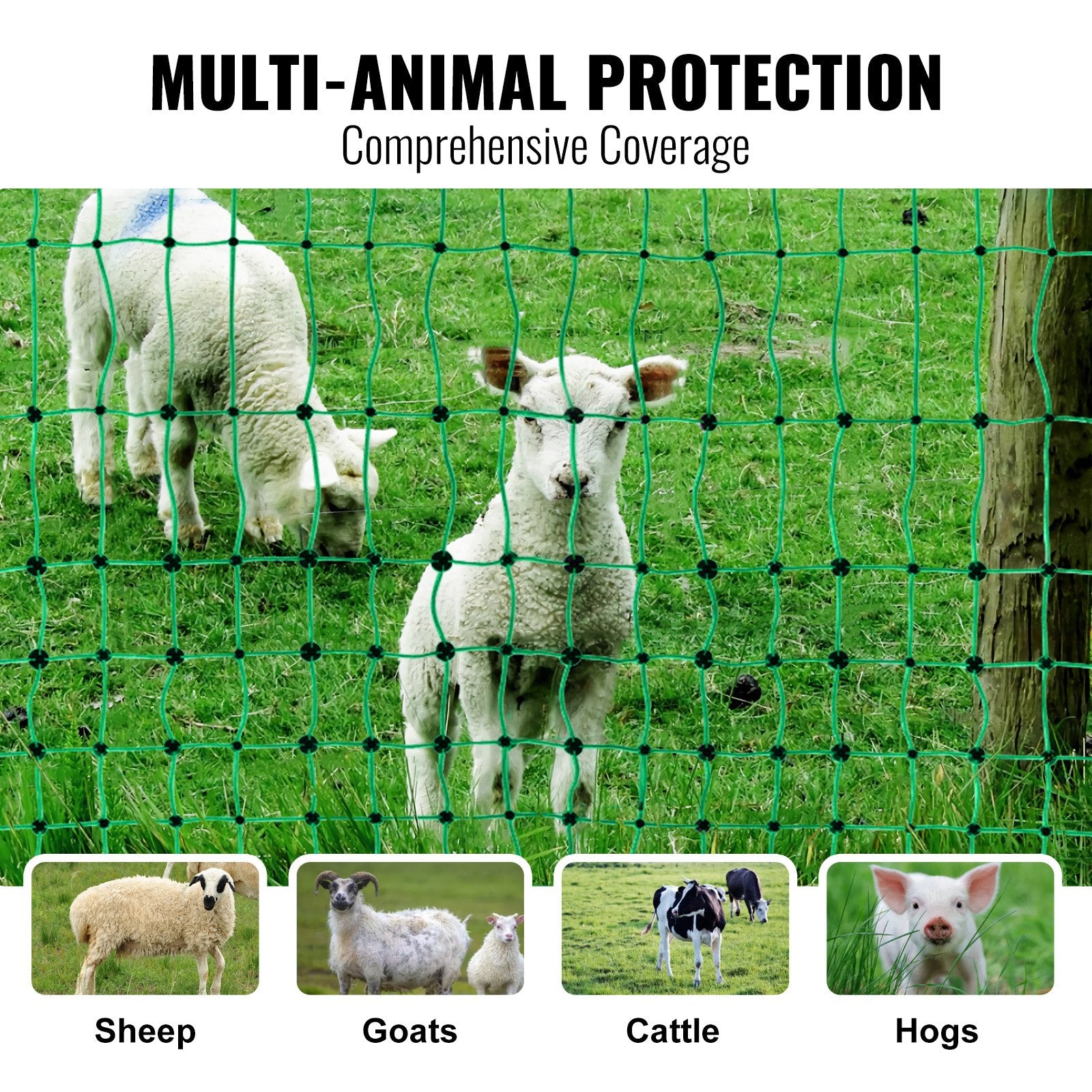 Electric Fence Netting, 1.06 x 49.98 m, PE Net Fencing with Posts & Double-Spiked Stakes, Utility Portable Mesh for Goats, Sheep, Lambs, Deer, Hogs, Dogs, Used in Backyards, Farms, and Ranches - Image 4