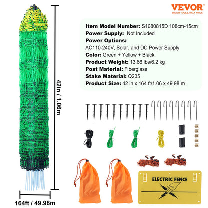 Electric Fence Netting, 1.06 x 49.98 m, PE Net Fencing with Posts & Double-Spiked Stakes, Utility Portable Mesh for Goats, Sheep, Lambs, Deer, Hogs, Dogs, Used in Backyards, Farms, and Ranches - Image 7