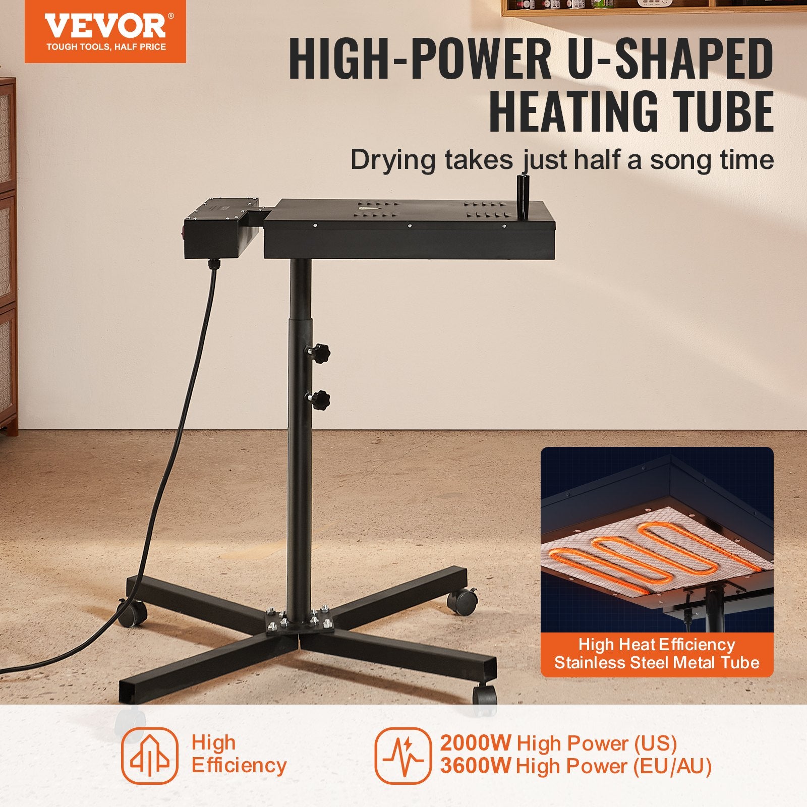 Flash Dryer, 18 x 25 inch Flash Dryer for Screen Printing, High Power Silk Screen Printing Dryer with Height Adjustable Stand, 360° Rotation, X-Shaped Base, Steel T-Shirt Curing Machine - Image 2