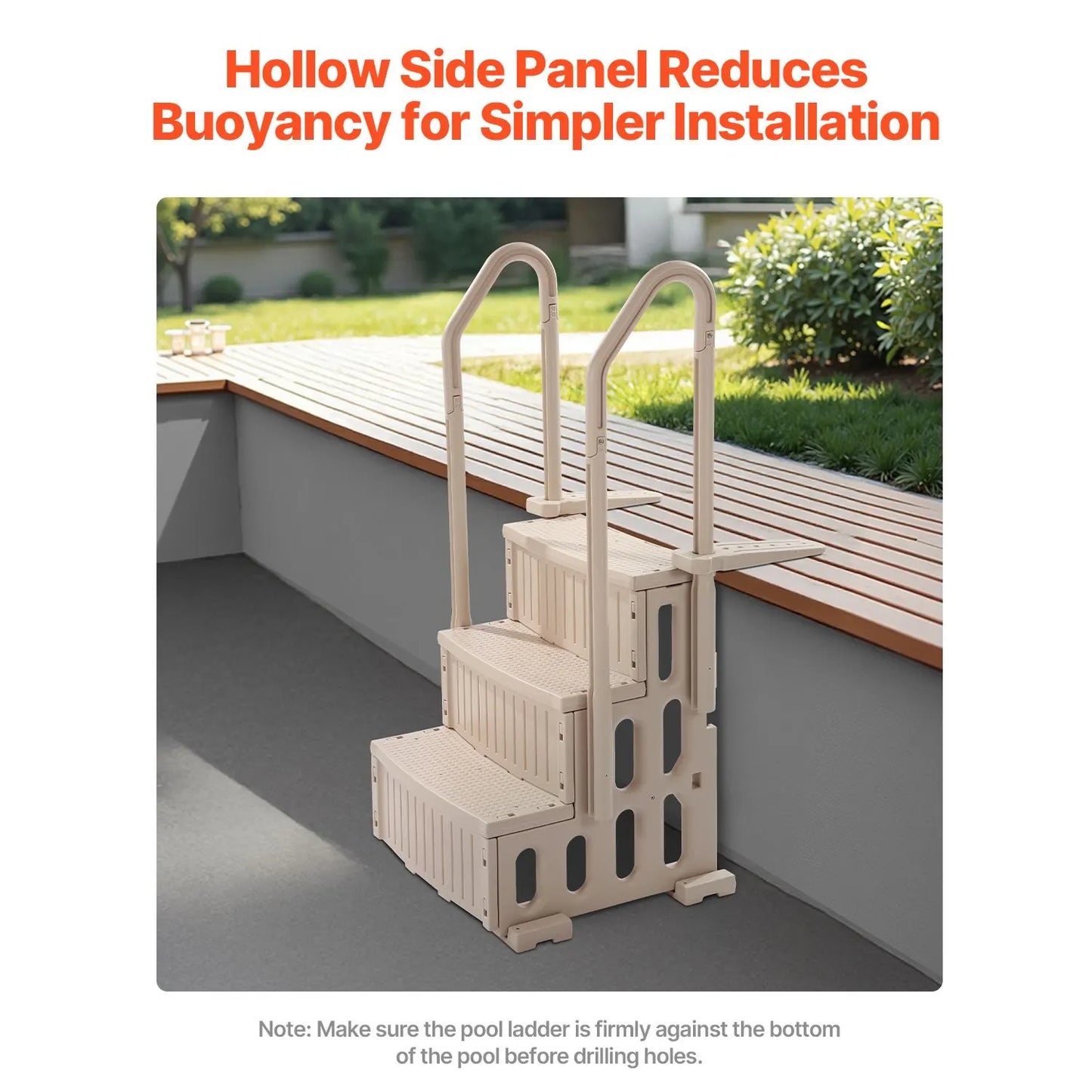 3-Step Taupe Robust Pool Ladder of 2 Handrails for 914.4-1219.2 mm Pools - Image 4