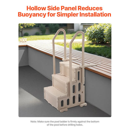 3-Step Taupe Robust Pool Ladder of 2 Handrails for 914.4-1219.2 mm Pools - Image 4