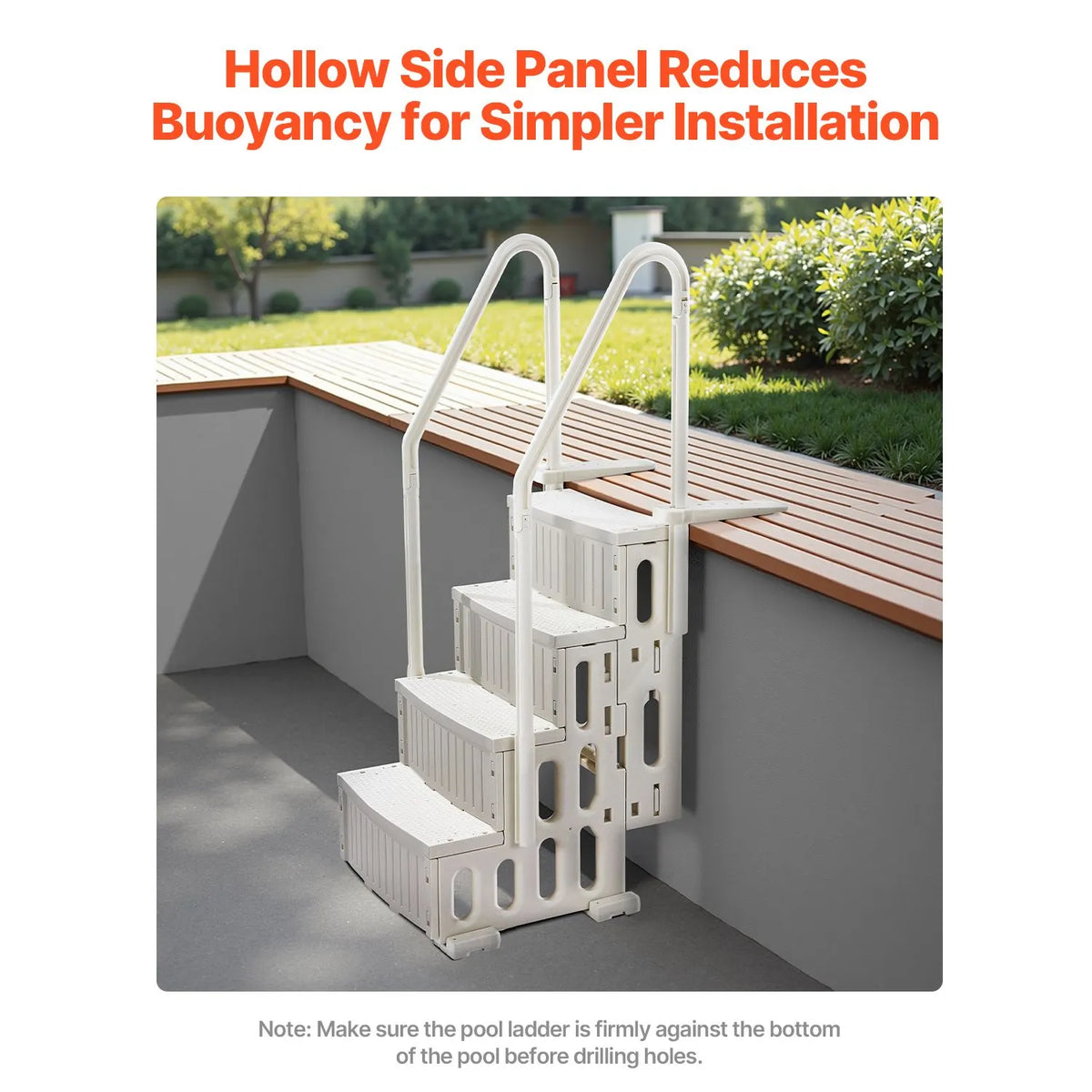4-Step White Robust Pool Ladder of 2 Handrails for 1219.2-1371.6 mm Pools - Image 4