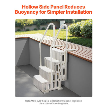 4-Step White Robust Pool Ladder of 2 Handrails for 1219.2-1371.6 mm Pools - Image 4