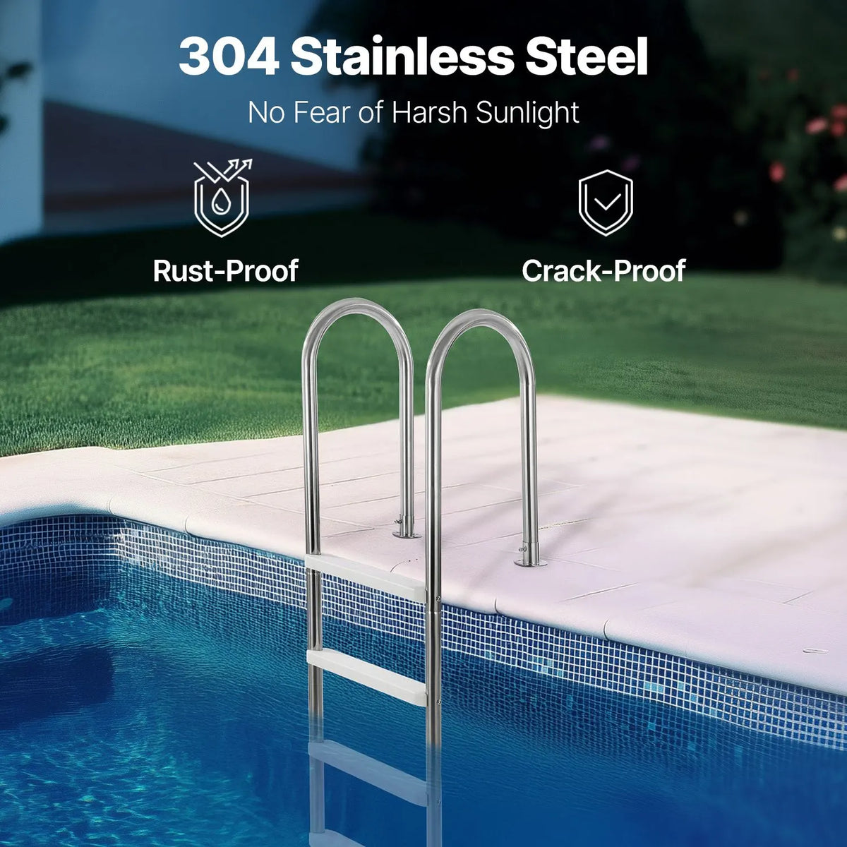 4-Step Stainless Steel Pool Ladder of 2 Handrail for 1371.6 mm Decked Pool - Image 3