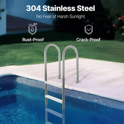 4-Step Stainless Steel Pool Ladder of 2 Handrail for 1371.6 mm Decked Pool - Image 3