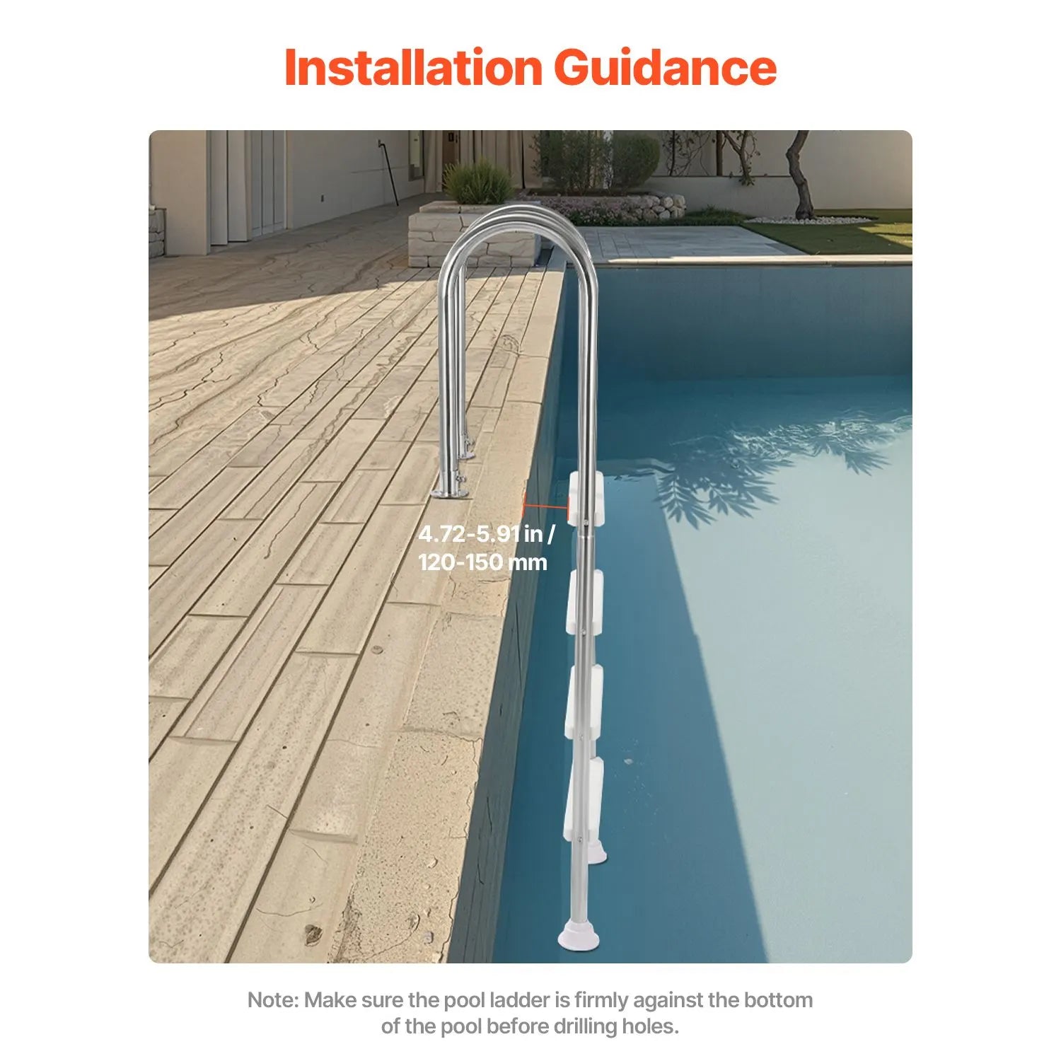 4-Step Stainless Steel Pool Ladder of 2 Handrail for 1371.6 mm Decked Pool - Image 4