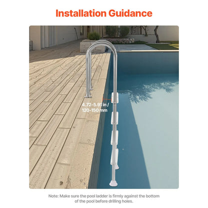 4-Step Stainless Steel Pool Ladder of 2 Handrail for 1371.6 mm Decked Pool - Image 4