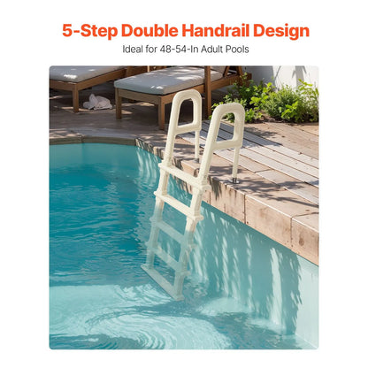 5-Step Inclined Robust Pool Ladder of 2 Handrails for 1219.2-1371.6mm Pool - Image 2