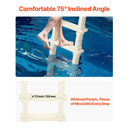 5-Step Inclined Robust Pool Ladder of 2 Handrails for 1219.2-1371.6mm Pool - Image 4