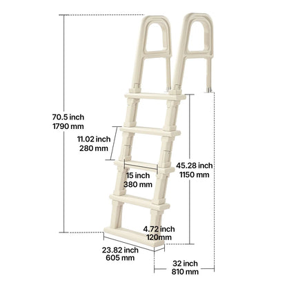 5-Step Inclined Robust Pool Ladder of 2 Handrails for 1219.2-1371.6mm Pool - Image 8